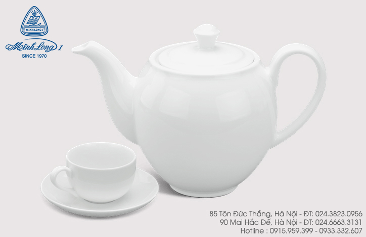 Bộ trà 0.8L CAMELLIA TRẮNG Sứ Minh Long